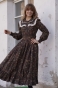 sukienka bawełniana w stylu retro z kołnierzem, z koronką i falbanką